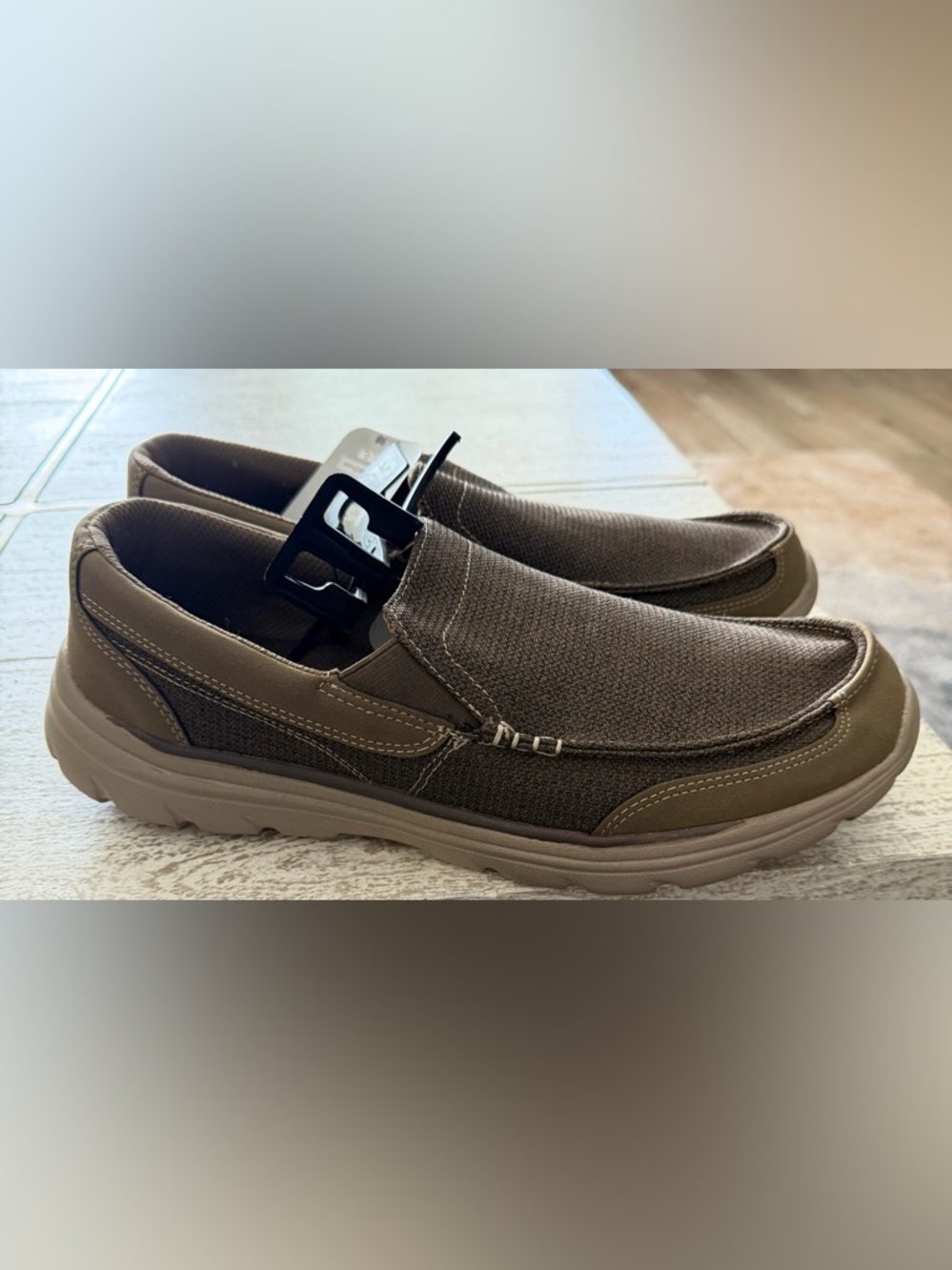 George Men's Slip-On Loafers in Dark Brown with tan trim and soles